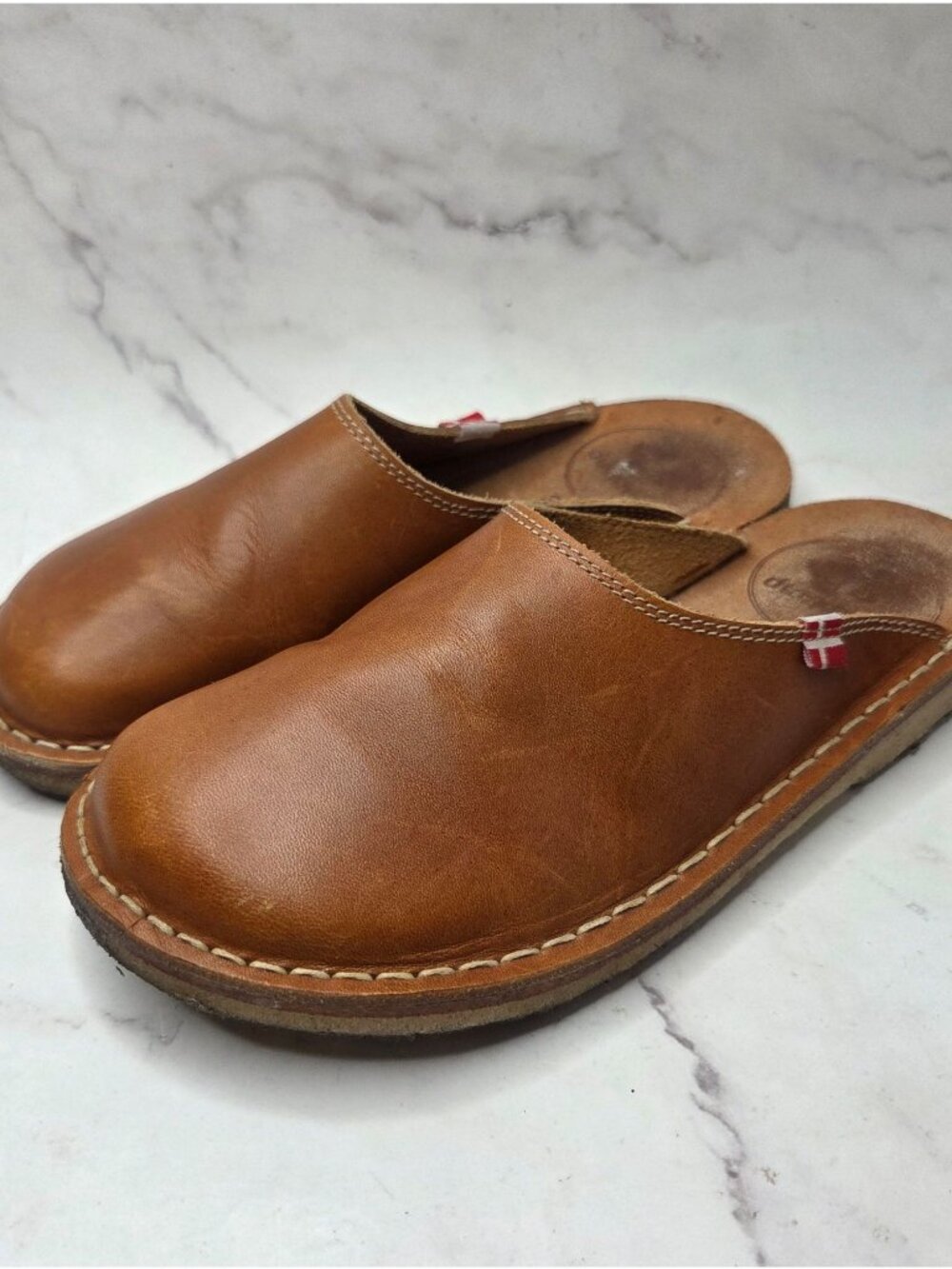 Duckfeet Blavand Brown Leather Clogs Slip-On Sandals Women's 7.5 (38)